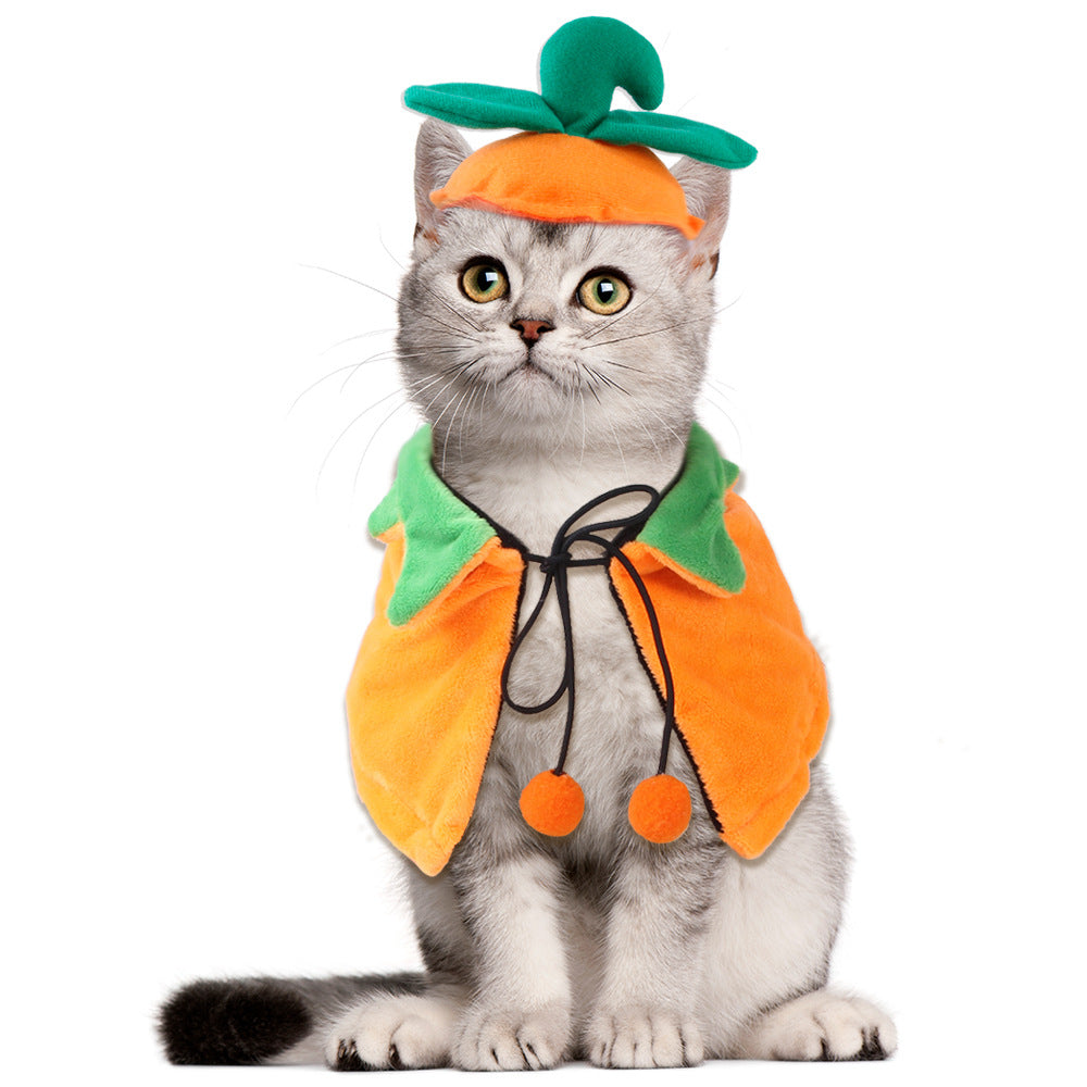 Wholesale 2PCS Double Sided Halloween Pumpkin Pet Plush Cloak